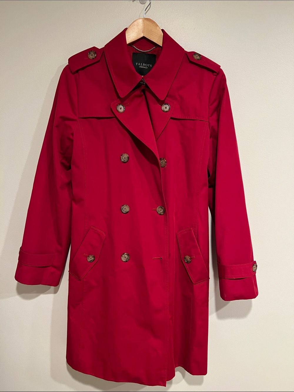 Talbots Red Double-Breasted Trench Coat